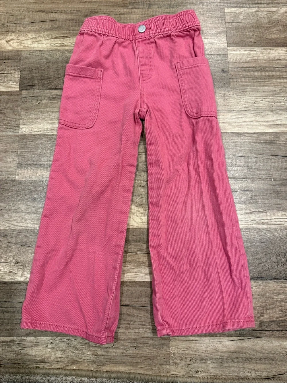 Kids Pink Pull-On wide leg cargo Pocket Pants